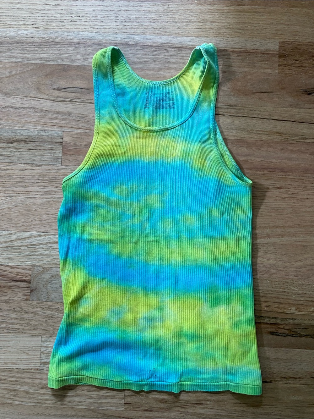 Vintage Hanes Yellow & Blue Tie-Dye Ribbed Tank